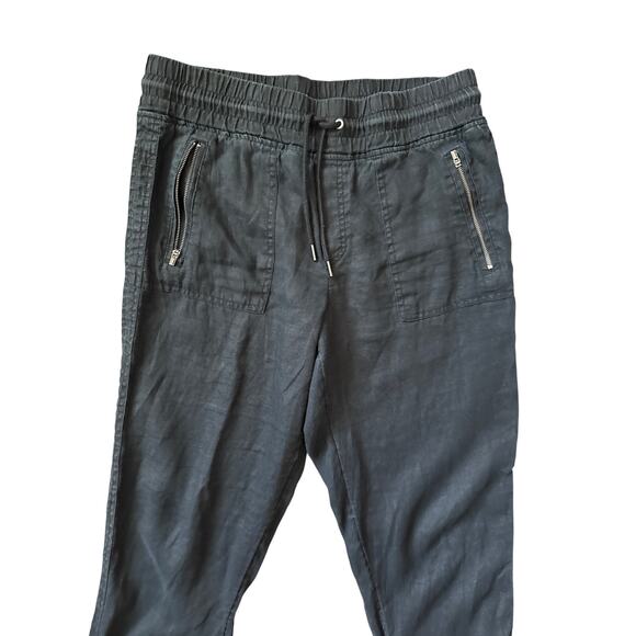 Athleta Cabo Linen Elastic Waist Drawstring Jogger Pants Black Size 10 - Picture 10 of 10